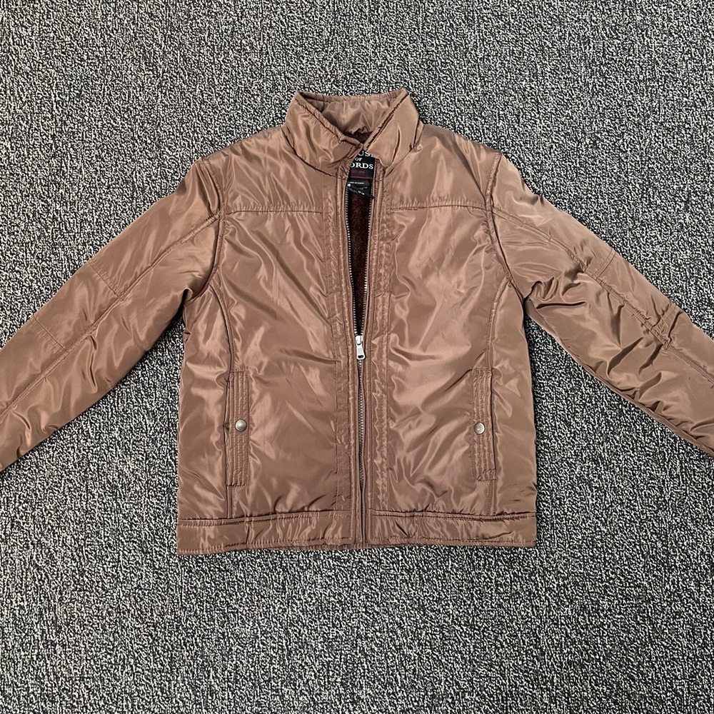 BROWN MOTO FUR LINES PUFFER